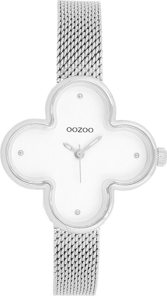 OOZOO Quarzuhr Oozoo Damen Armbanduhr Timepieces Analog, (Analoguhr), Damenuhr kleeform, extragroß (ca 32x32mm) Metallarmband, Fashion-Style von OOZOO