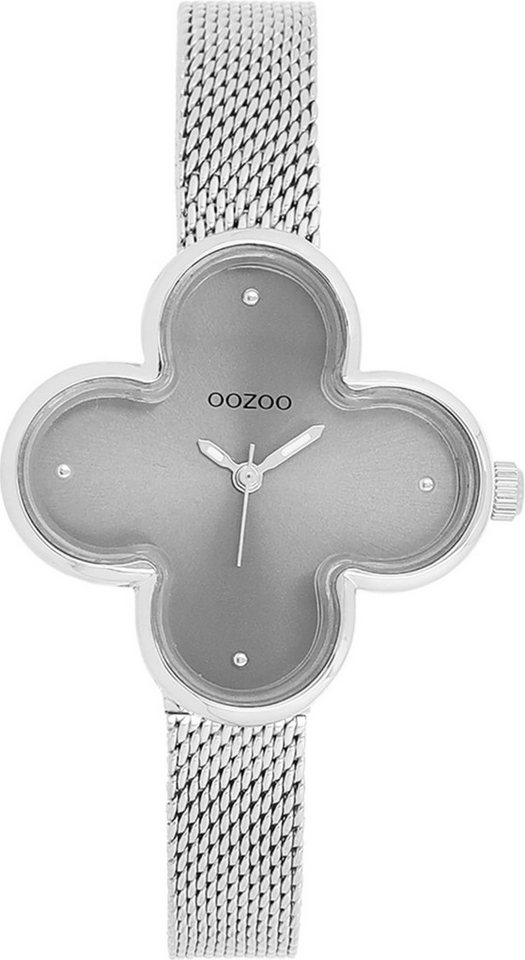 OOZOO Quarzuhr Oozoo Damen Armbanduhr Timepieces Analog, (Analoguhr), Damenuhr kleeform, extragroß (ca 32x32mm) Metallarmband, Fashion-Style von OOZOO