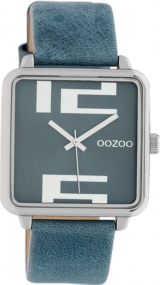 OOZOO Quarzuhr Oozoo Damen Armbanduhr Timepieces Analog, (Analoguhr), Damenuhr rechteckig, extra groß (ca. 35x35mm) Lederarmband, Fashion von OOZOO