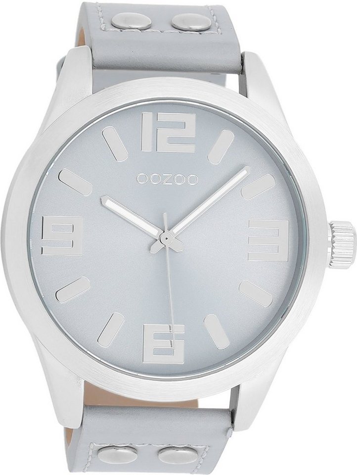 OOZOO Quarzuhr Oozoo Damen Armbanduhr Timepieces Analog, (Analoguhr), Damenuhr rund, extra groß (ca. 46mm) Lederarmband, Fashion-Style von OOZOO