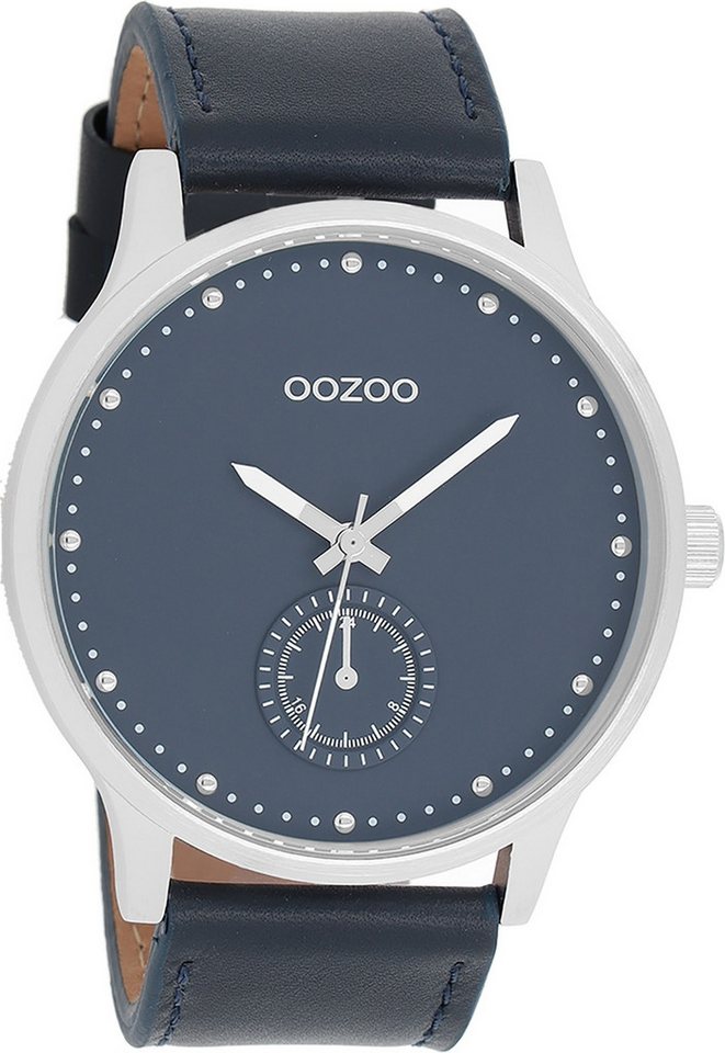 OOZOO Quarzuhr Oozoo Damen Armbanduhr Timepieces Analog, (Analoguhr), Damenuhr rund, extra groß (ca. 48mm) Lederarmband, Fashion-Style von OOZOO