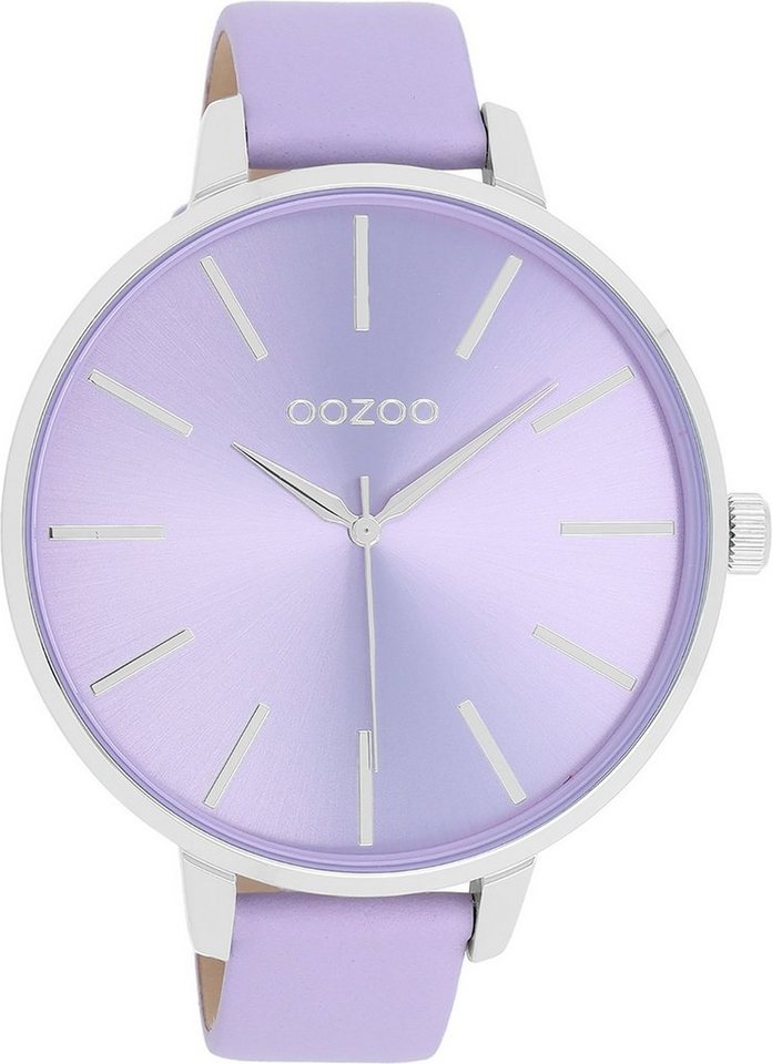 OOZOO Quarzuhr Oozoo Damen Armbanduhr Timepieces Analog, (Analoguhr), Damenuhr rund, extra groß (ca. 48mm) Lederarmband, Fashion-Style von OOZOO