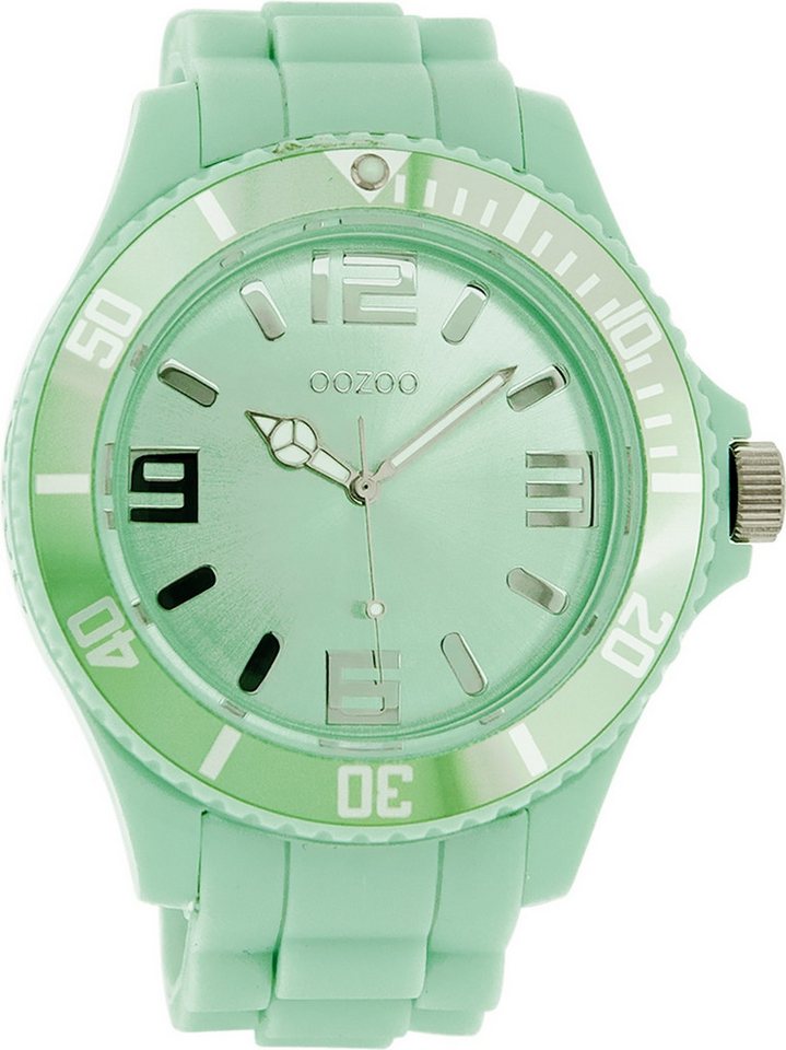 OOZOO Quarzuhr Oozoo Damen Armbanduhr Timepieces Analog, (Analoguhr), Damenuhr rund, extra groß (ca. 48mm) Silikonarmband, Fashion-Style von OOZOO