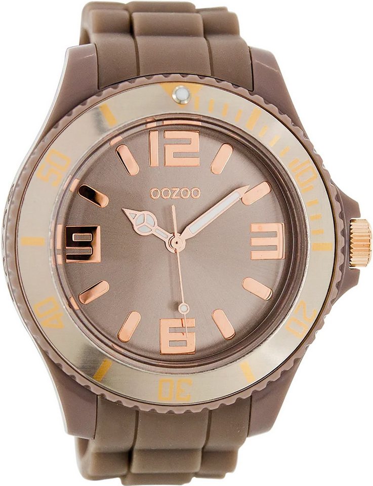 OOZOO Quarzuhr Oozoo Damen Armbanduhr Timepieces Analog, (Analoguhr), Damenuhr rund, extra groß (ca. 48mm) Silikonarmband, Fashion-Style von OOZOO