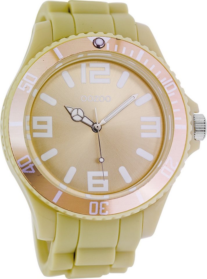 OOZOO Quarzuhr Oozoo Damen Armbanduhr Timepieces Analog, (Analoguhr), Damenuhr rund, extra groß (ca. 48mm) Silikonarmband, Fashion-Style von OOZOO