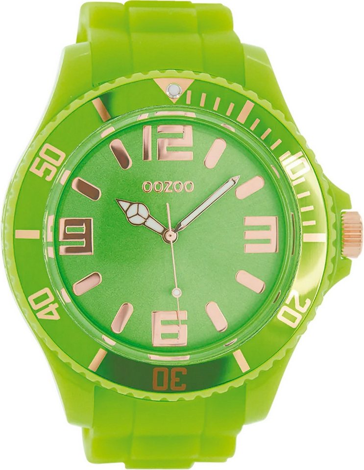 OOZOO Quarzuhr Oozoo Damen Armbanduhr Timepieces Analog, (Analoguhr), Damenuhr rund, extra groß (ca. 48mm) Silikonarmband, Fashion-Style von OOZOO