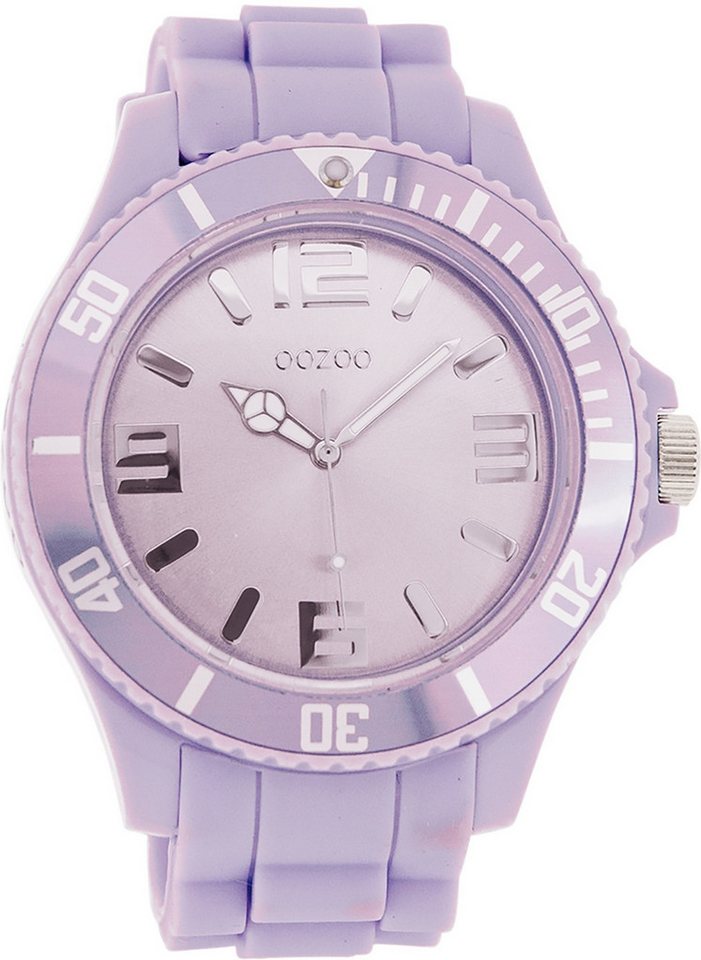 OOZOO Quarzuhr Oozoo Damen Armbanduhr Timepieces Analog, (Analoguhr), Damenuhr rund, extra groß (ca. 48mm) Silikonarmband, Fashion-Style von OOZOO