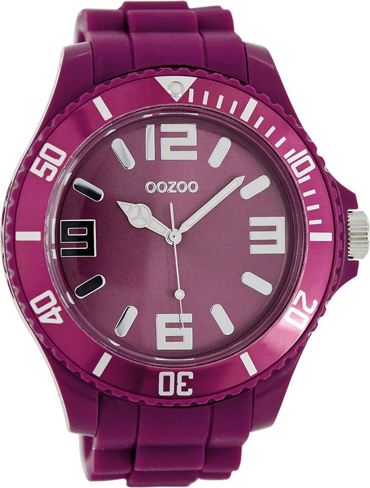 OOZOO Quarzuhr Oozoo Damen Armbanduhr Timepieces Analog, (Analoguhr), Damenuhr rund, extra groß (ca. 48mm) Silikonarmband, Fashion-Style von OOZOO