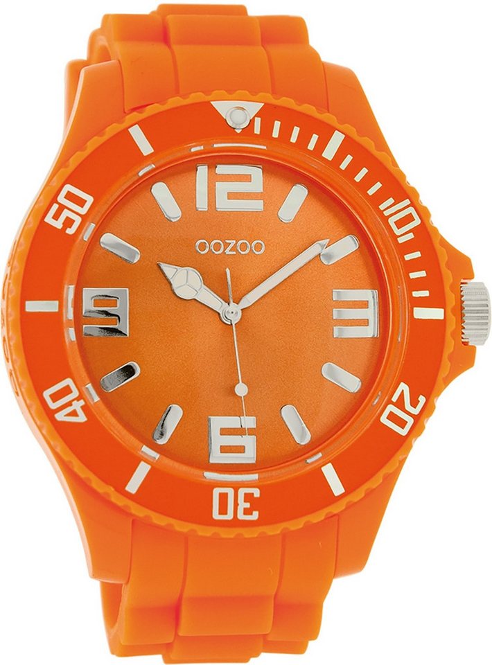 OOZOO Quarzuhr Oozoo Damen Armbanduhr Timepieces Analog, (Analoguhr), Damenuhr rund, extra groß (ca. 48mm) Silikonarmband, Fashion-Style von OOZOO