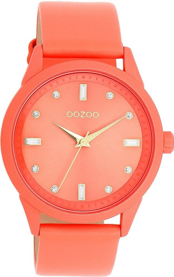 OOZOO Quarzuhr Oozoo Damen Armbanduhr Timepieces Analog, (Analoguhr), Damenuhr rund, groß (ca. 40mm) Lederarmband, Fashion-Style von OOZOO