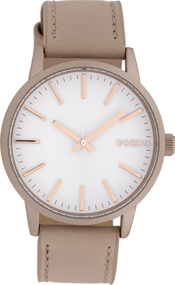 OOZOO Quarzuhr Oozoo Damen Armbanduhr Timepieces Analog, (Analoguhr), Damenuhr rund, groß (ca. 40mm) Lederarmband, Fashion-Style von OOZOO