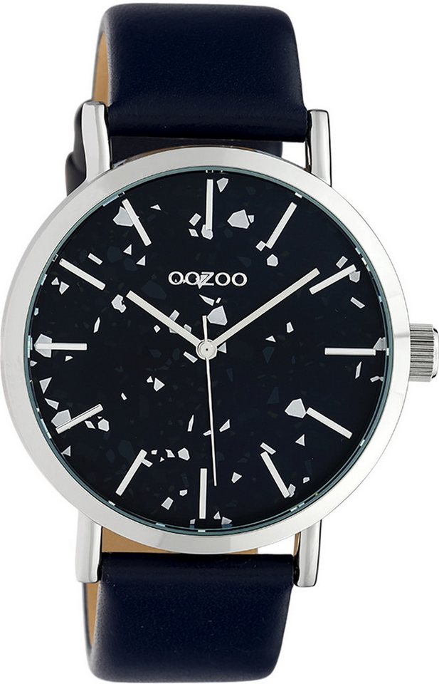 OOZOO Quarzuhr Oozoo Damen Armbanduhr Timepieces Analog, (Analoguhr), Damenuhr rund, groß (ca. 42mm), Lederarmband schwarz, Fashion von OOZOO