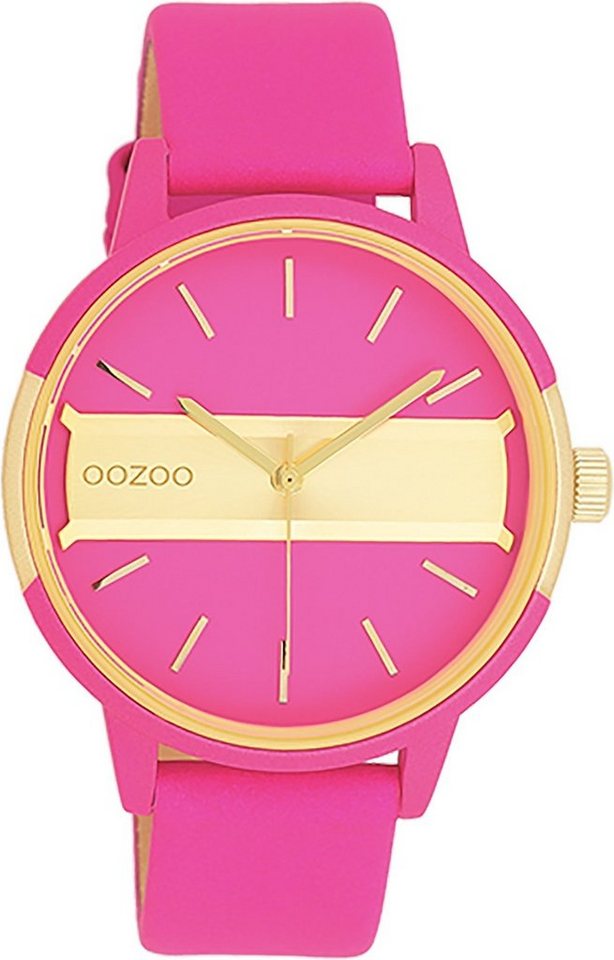 OOZOO Quarzuhr Oozoo Damen Armbanduhr Timepieces Analog, (Analoguhr), Damenuhr rund, groß (ca. 42mm) Lederarmband, Fashion-Style von OOZOO