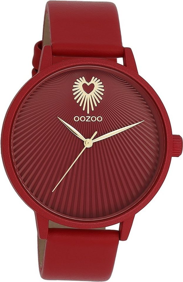 OOZOO Quarzuhr Oozoo Damen Armbanduhr Timepieces Analog, (Analoguhr), Damenuhr rund, groß (ca. 42mm) Lederarmband, Fashion-Style von OOZOO