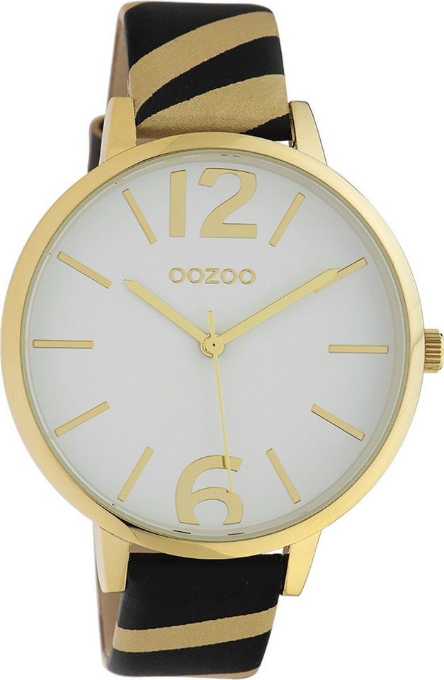 OOZOO Quarzuhr Oozoo Damen Armbanduhr Timepieces Analog, (Analoguhr), Damenuhr rund, groß (ca. 43mm) Lederarmband, Fashion-Style von OOZOO