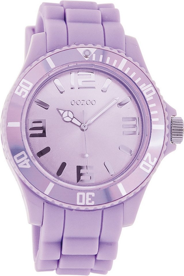 OOZOO Quarzuhr Oozoo Damen Armbanduhr Timepieces Analog, (Analoguhr), Damenuhr rund, groß (ca. 43mm) Silikonarmband, Fashion-Style von OOZOO