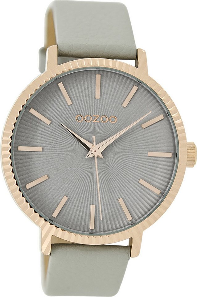 OOZOO Quarzuhr Oozoo Damen Armbanduhr Timepieces Analog, (Analoguhr), Damenuhr rund, groß (ca. 44mm) Lederarmband, Casual-Style von OOZOO
