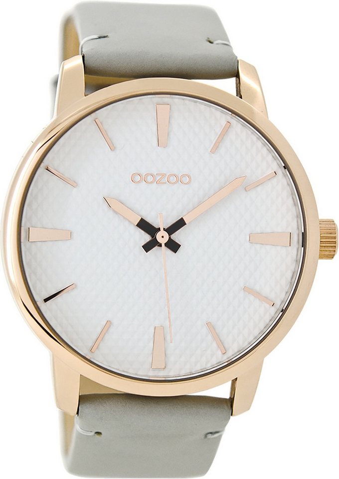OOZOO Quarzuhr Oozoo Damen Armbanduhr Timepieces Analog, (Analoguhr), Damenuhr rund, groß (ca. 45mm) Lederarmband, Elegant-Style von OOZOO