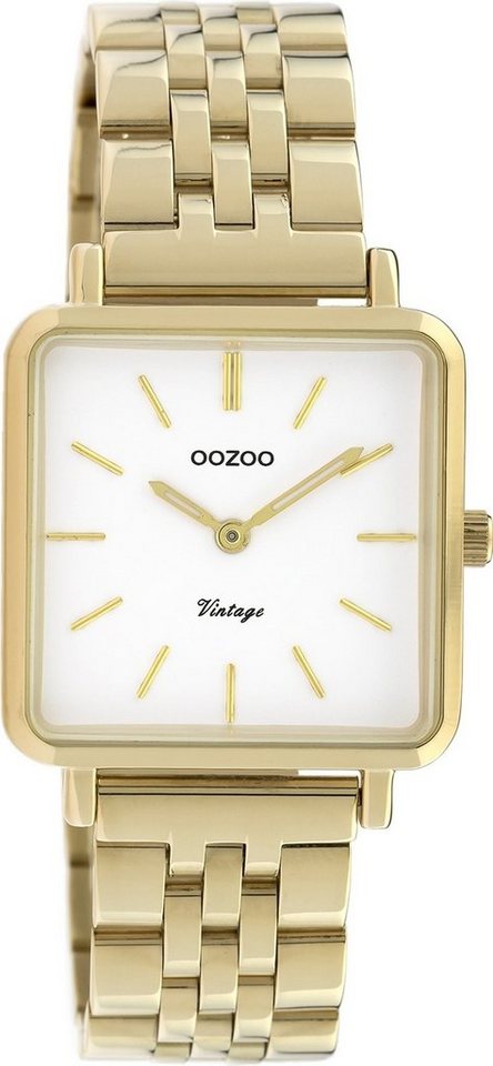 OOZOO Quarzuhr Oozoo Damen Armbanduhr Timepieces Analog, Damenuhr quadrat, extra groß (ca 29x29mm) Metallarmband, Fashion-Style von OOZOO