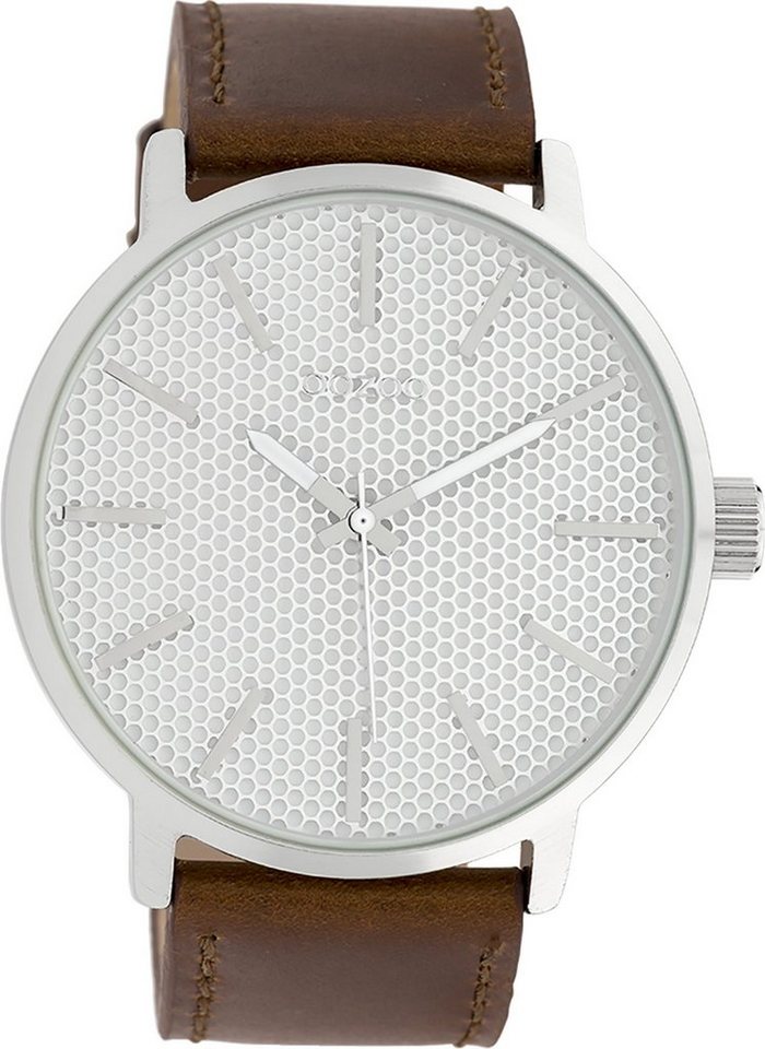 OOZOO Quarzuhr Oozoo Damen Armbanduhr Timepieces Analog, Damenuhr rund, extra groß (ca. 48mm) Lederarmband, Fashion-Style von OOZOO