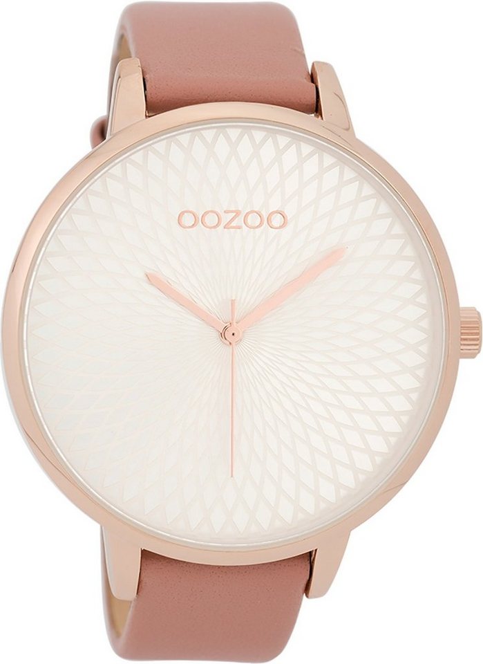 OOZOO Quarzuhr Oozoo Damen Armbanduhr Timepieces Analog, Damenuhr rund, extra groß (ca. 48mm) Lederarmband, Fashion-Style von OOZOO