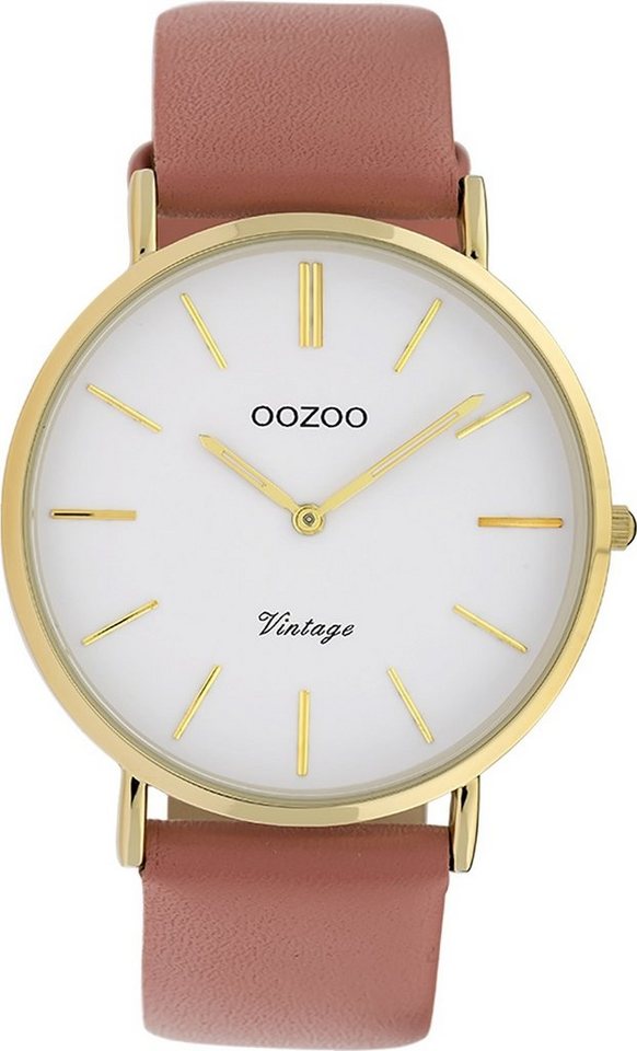 OOZOO Quarzuhr Oozoo Damen Armbanduhr Timepieces Analog, Damenuhr rund, groß (ca. 40mm) Lederarmband, Fashion-Style von OOZOO