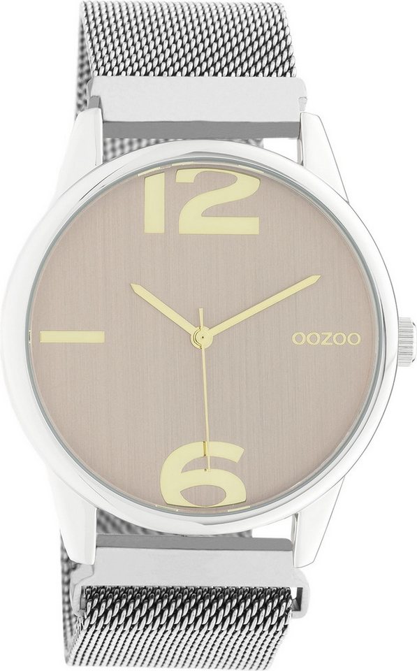 OOZOO Quarzuhr Oozoo Damen Armbanduhr Timepieces Analog, Damenuhr rund, groß (ca. 40mm) Metallarmband silber von OOZOO