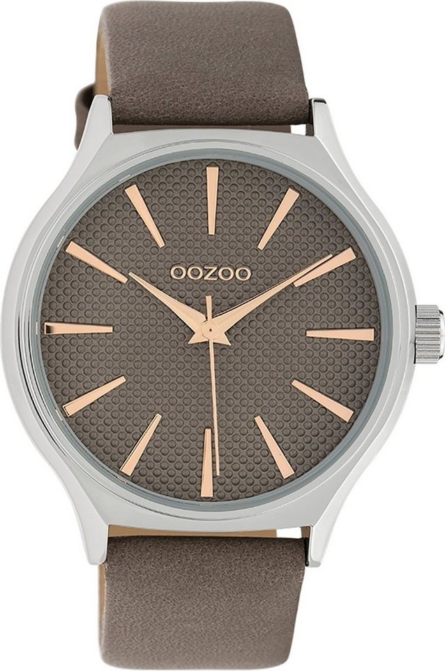 OOZOO Quarzuhr Oozoo Damen Armbanduhr Timepieces Analog, Damenuhr rund, groß (ca. 42mm) Lederarmband, Fashion-Style von OOZOO
