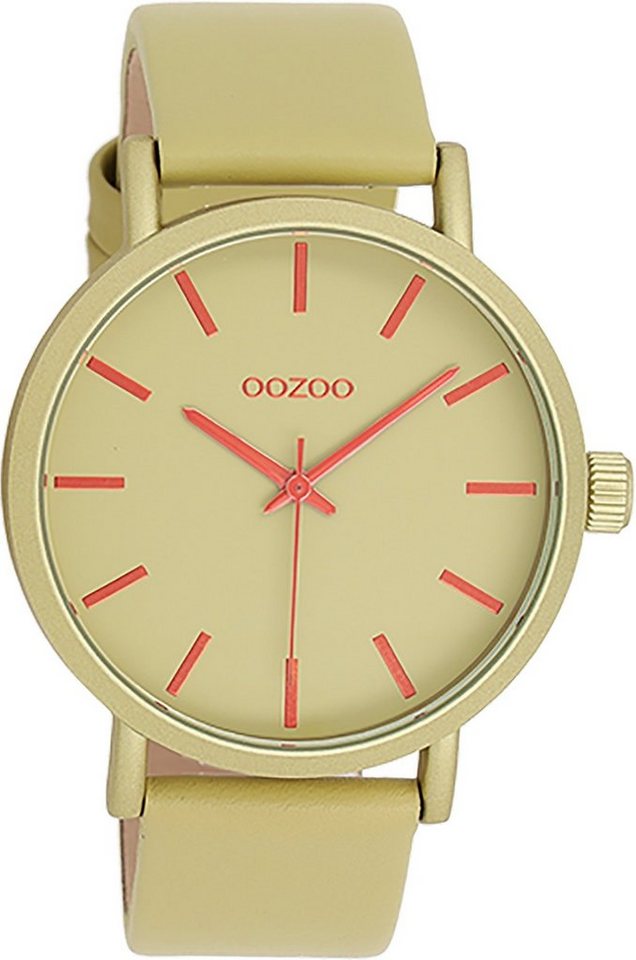 OOZOO Quarzuhr Oozoo Damen Armbanduhr Timepieces Analog, Damenuhr rund, groß (ca. 42mm) Lederarmband, Fashion-Style von OOZOO