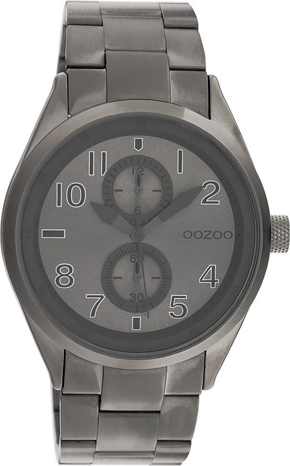 OOZOO Quarzuhr Oozoo Damen Armbanduhr Timepieces Analog, Damenuhr rund, groß (ca. 42mm) Metallarmband titan von OOZOO