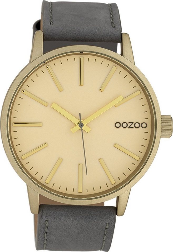 OOZOO Quarzuhr Oozoo Damen Armbanduhr Timepieces Analog, Damenuhr rund, groß (ca. 45mm) Lederarmband, Fashion-Style von OOZOO