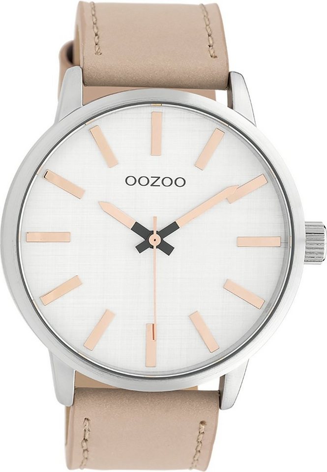 OOZOO Quarzuhr Oozoo Damen Armbanduhr Timepieces Analog, Damenuhr rund, groß (ca. 45mm) Lederarmband, Fashion-Style von OOZOO