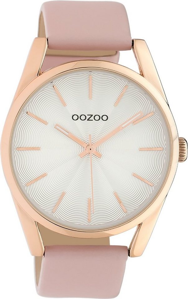 OOZOO Quarzuhr Oozoo Damen Armbanduhr Timepieces Analog, Damenuhr rund, groß (ca. 45mm) Lederarmband, Fashion-Style von OOZOO