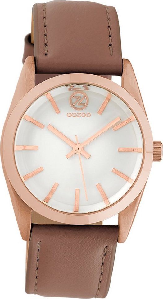 OOZOO Quarzuhr Oozoo Damen Armbanduhr Timepieces Analog, Damenuhr rund, mittel (ca. 33mm) Lederarmband, Fashion-Style von OOZOO