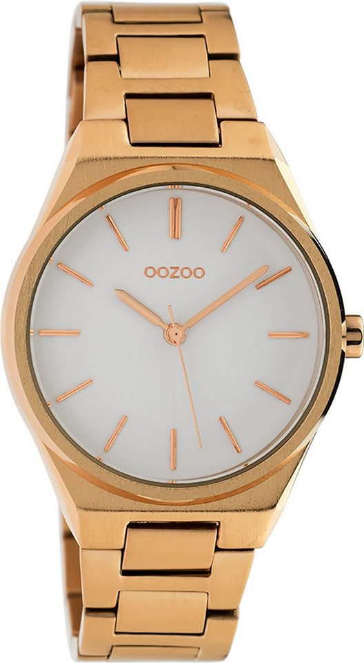 OOZOO Quarzuhr Oozoo Damen Armbanduhr Timepieces Analog, Damenuhr rund, mittel (ca. 34mm) Metallarmband rosegold von OOZOO