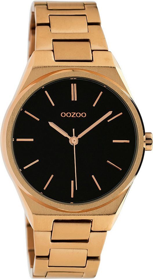 OOZOO Quarzuhr Oozoo Damen Armbanduhr Timepieces Analog, Damenuhr rund, mittel (ca. 34mm) Metallarmband rosegold von OOZOO