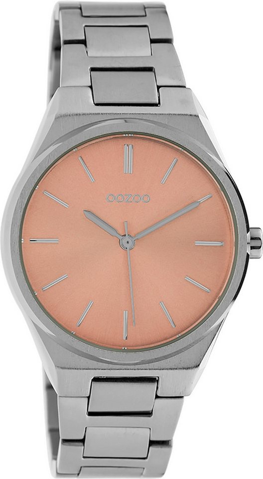 OOZOO Quarzuhr Oozoo Damen Armbanduhr Timepieces Analog, Damenuhr rund, mittel (ca. 34mm) Metallarmband silber von OOZOO