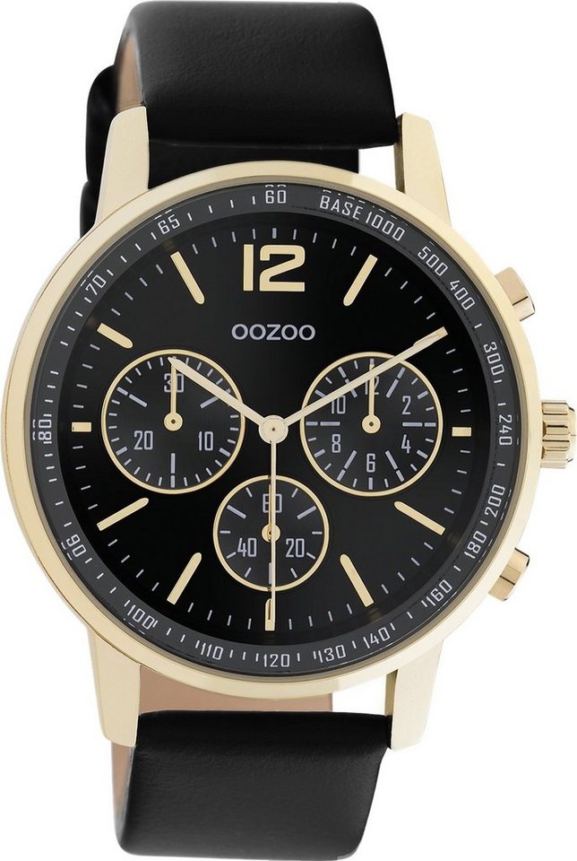 OOZOO Quarzuhr Oozoo Damen Armbanduhr Timepieces gold, Damenuhr rund, groß (ca. 42mm) Lederarmband, Casual-Style von OOZOO