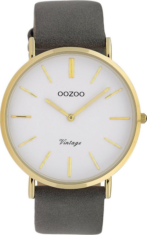 OOZOO Quarzuhr Oozoo Damen Armbanduhr Ultra Slim Leder, Damenuhr rund, groß (ca. 40mm) Lederarmband, Fashion-Style von OOZOO