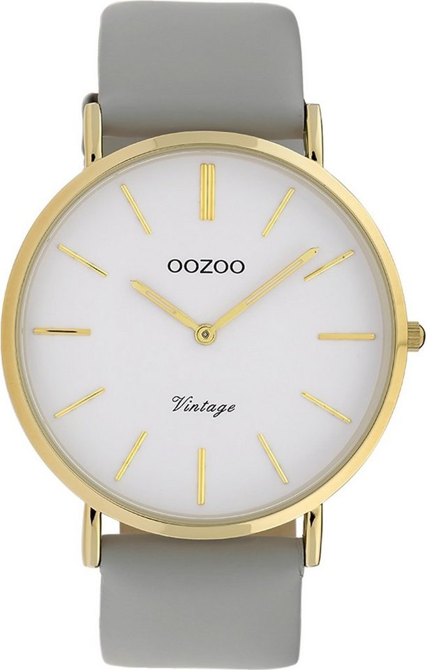 OOZOO Quarzuhr Oozoo Damen Armbanduhr Ultra Slim Leder, Damenuhr rund, groß (ca. 40mm) Lederarmband, Fashion-Style von OOZOO