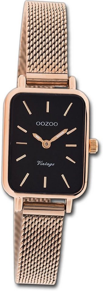 OOZOO Quarzuhr Oozoo Damen Armbanduhr Vintage Series, Damenuhr rosegold, rechteckiges Gehäuse, klein (ca. 21x26mm) von OOZOO