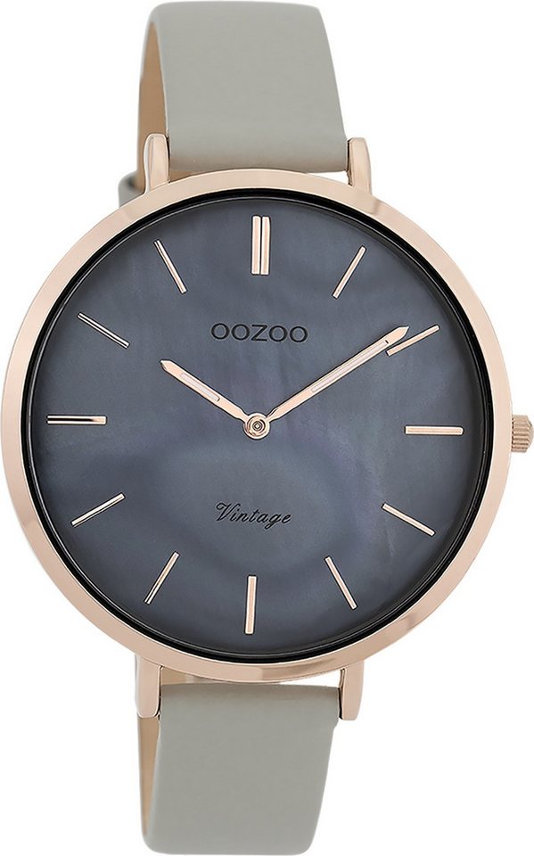 OOZOO Quarzuhr Oozoo Damen Armbanduhr Vintage Series, (Analoguhr), Damenuhr rund, groß (ca. 40mm) Lederarmband, Elegant-Style von OOZOO
