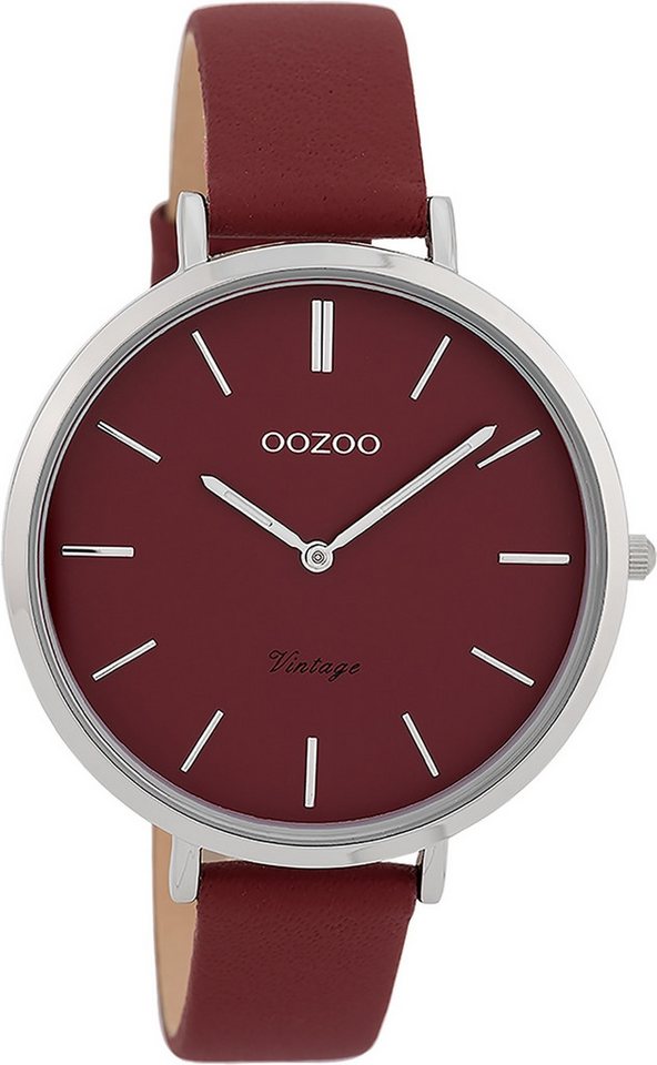 OOZOO Quarzuhr Oozoo Damen Armbanduhr Vintage Series, (Analoguhr), Damenuhr rund, groß (ca. 40mm) Lederarmband, Elegant-Style von OOZOO
