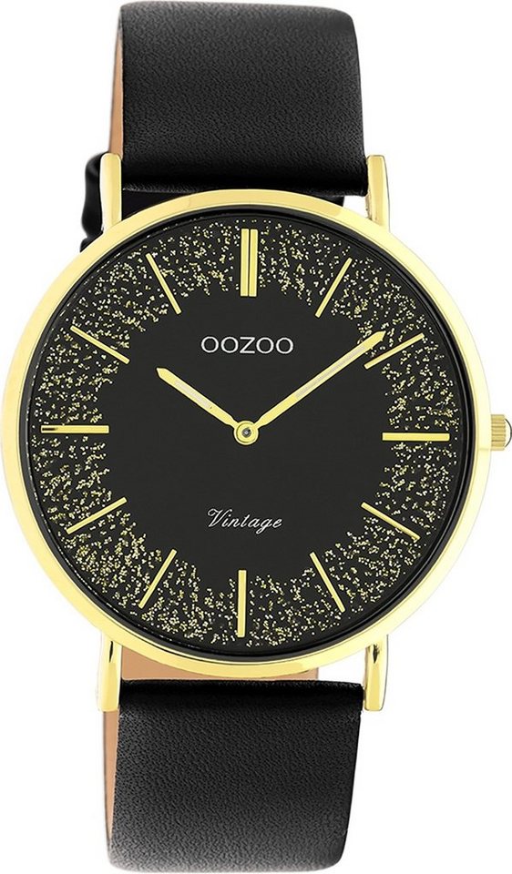OOZOO Quarzuhr Oozoo Damen Armbanduhr Vintage Series, (Analoguhr), Damenuhr rund, groß (ca. 40mm) Lederarmband, Fashion-Style von OOZOO