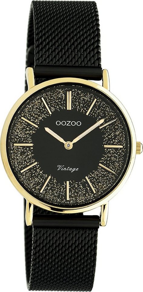 OOZOO Quarzuhr Oozoo Damen Armbanduhr Vintage Series, Damenuhr rund, mittel (ca. 32mm) Metall, Mesharmband, Casual-Style von OOZOO