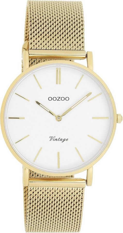 OOZOO Quarzuhr Oozoo Damen Armbanduhr Vintage Series, Unisex-Uhr rund, mittel (ca. 36mm) Edelstahlarmband, Fashion-Style von OOZOO