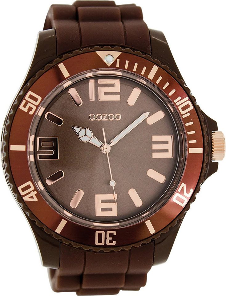 OOZOO Quarzuhr Oozoo Damen Armbanduhr blau Analog, (Analoguhr), Damenuhr rund, extra groß (ca. 48mm) Silikonarmband, Fashion-Style von OOZOO