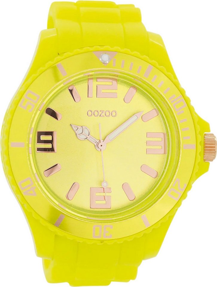 OOZOO Quarzuhr Oozoo Damen Armbanduhr blau Analog, (Analoguhr), Damenuhr rund, extra groß (ca. 48mm) Silikonarmband, Fashion-Style von OOZOO