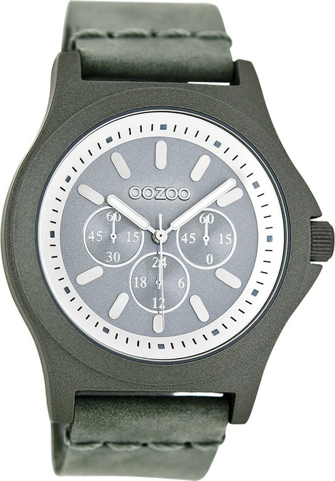 OOZOO Quarzuhr Oozoo Damen Armbanduhr blau Analog, (Analoguhr), Damenuhr rund, groß (ca. 43mm) Lederarmband, Luxus-Style von OOZOO