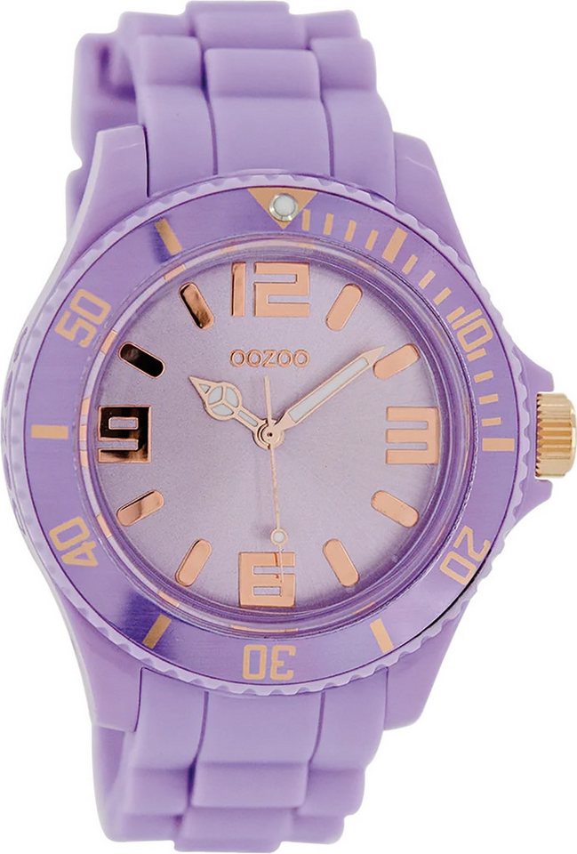 OOZOO Quarzuhr Oozoo Damen Armbanduhr blau Analog, (Analoguhr), Damenuhr rund, groß (ca. 43mm) Silikonarmband, Fashion-Style von OOZOO